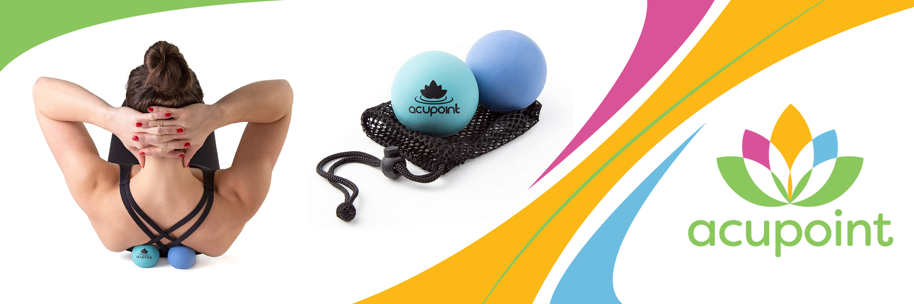 acupoint website banner - women using massage ball in exercise