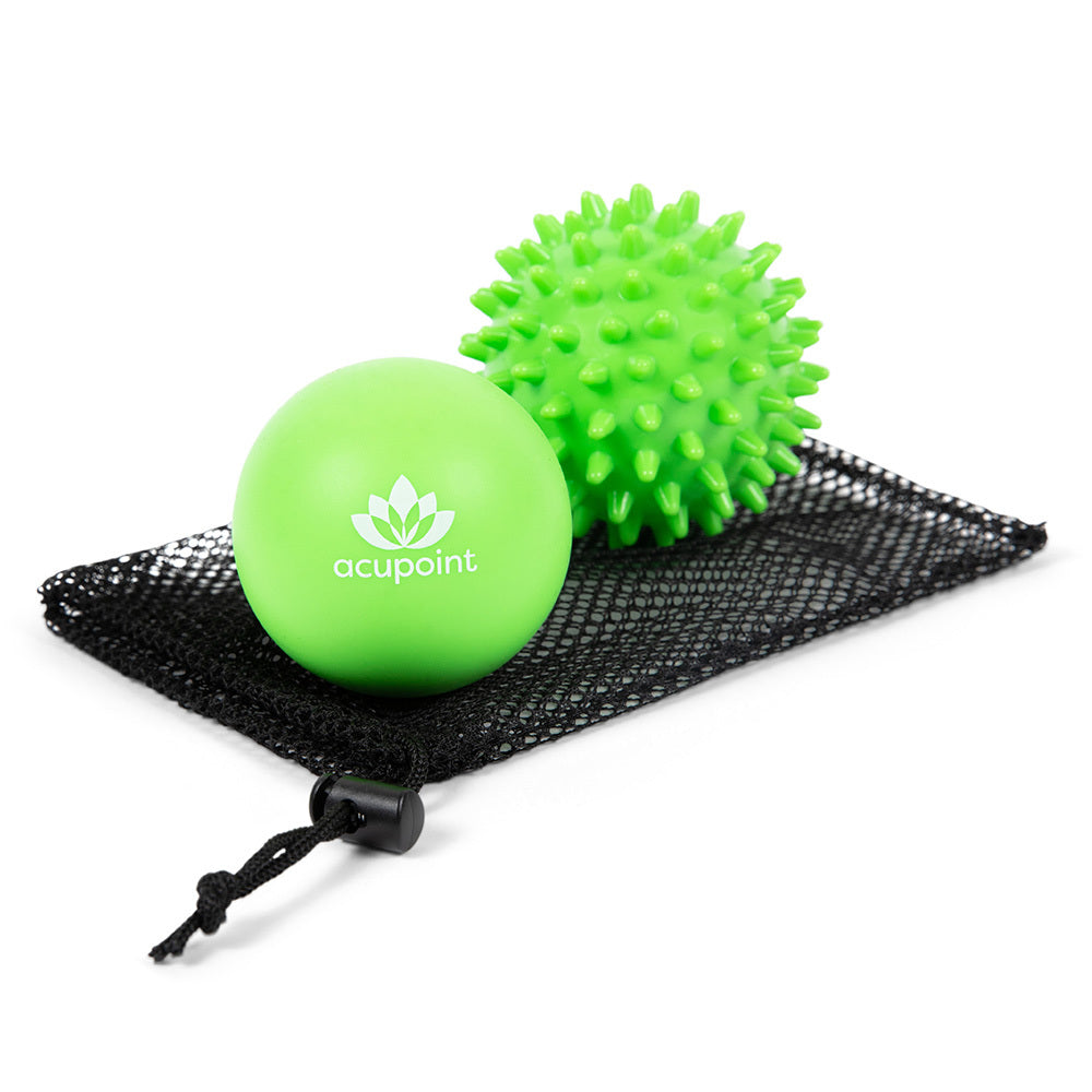  Back Massager Massage Ball Set - Shiatsu Spike Ball and Smooth  Tissue Massager with Thermo Activated Gel and Massage Balls for Acupressure  Reflexology w/Travel Pouch : Health & Household